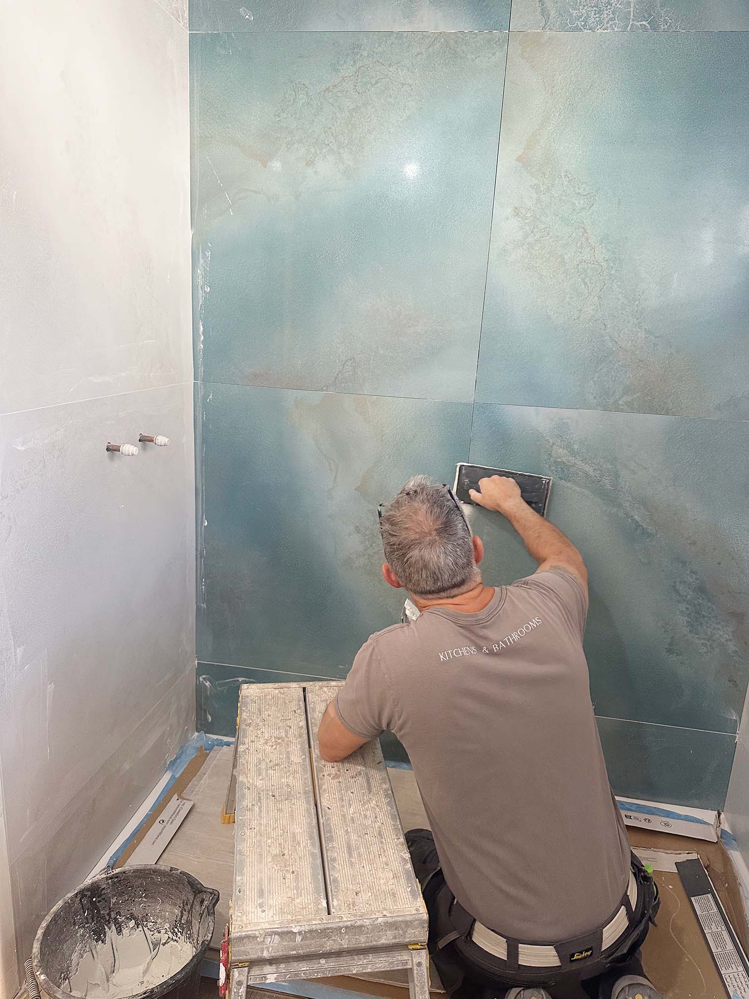 Halton Property Service; Tiling a large double shower